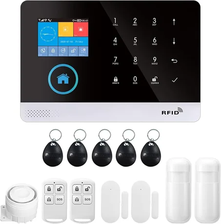 Sistema de Alarma de Seguridad Inalámbrico para el Hogar 13PCS 433MHz con Pantalla LCD, Control Remoto con Host, Sensor para Puerta y Ventana, WiFi+GSM, Alarma con Marcación Automática