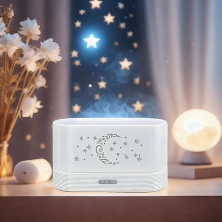 MoonaDiffuser ™ - Diffuseur d'huiles essentielles avec effet flammes et télécommande