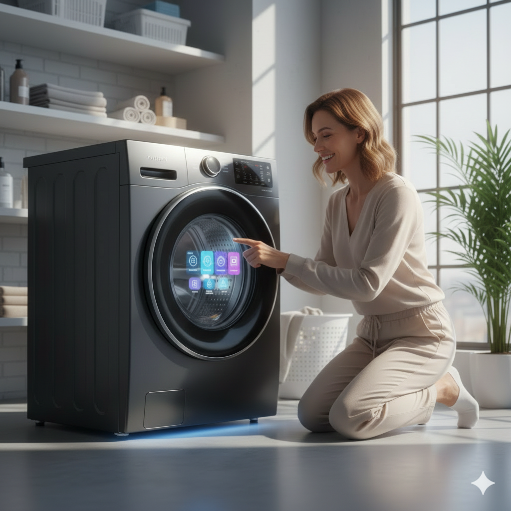 غسالة ملابس أوتوماتيكية 8 كجم بتقنية Inverter، ذكية وموفرة للطاقة 🧺