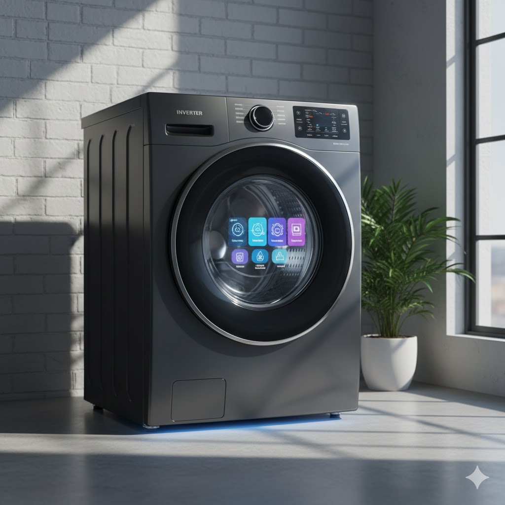 غسالة ملابس أوتوماتيكية 8 كجم بتقنية Inverter، ذكية وموفرة للطاقة 🧺