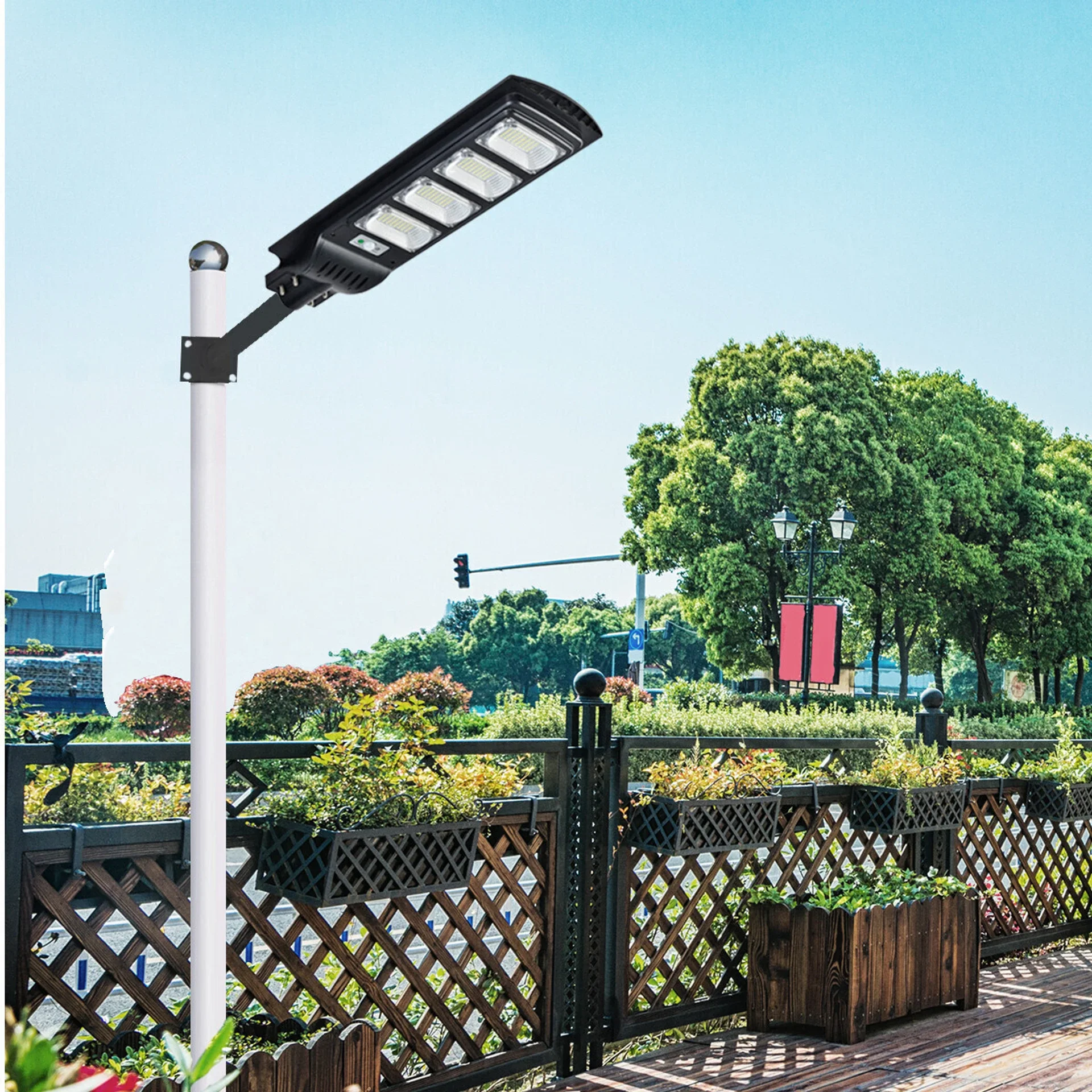 Lampadaire solaire LED extérieur 300W - 30000 Lumens