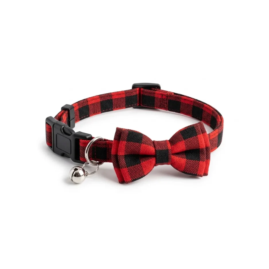 Collier Chat Nœud Papillon Rouge et Noir