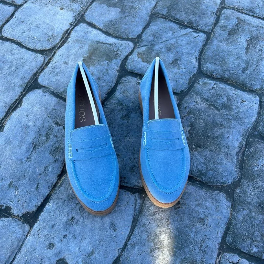 Mocassin Daim Femme BLeu ciel rashid1