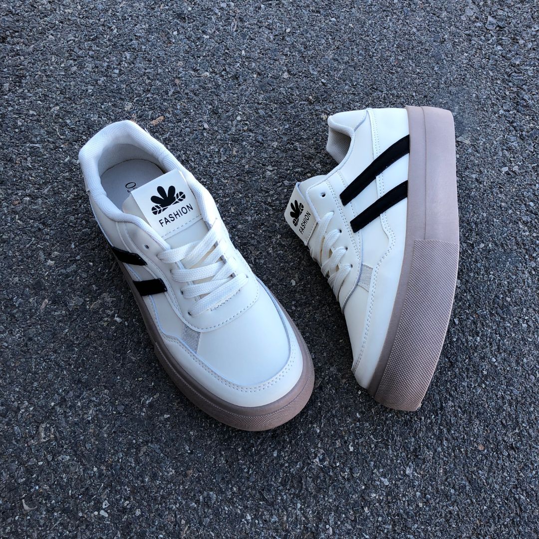 Baskets Fashion - Beige/Noir