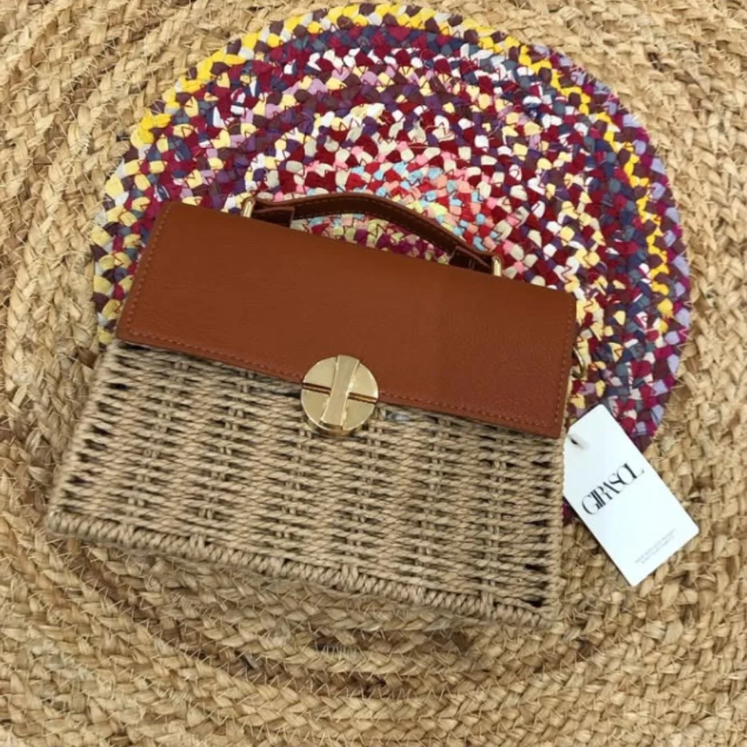 Sac raphia Beige/Camel