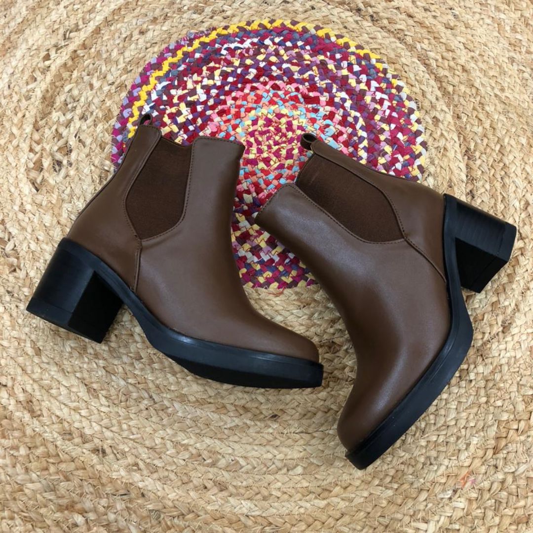 Bottine Chelsea Demi Talon - Camel