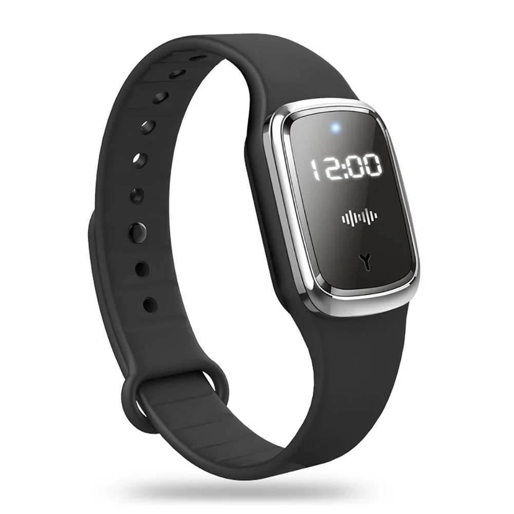 ساعة يد طاردة للبعوض بالموجات فوق الصوتية مع وظيفة الساعة، سوار معصم مضاد للبعوض قابل لإعادة الشحن عبر USB مناسب للبالغين والأطفال - سوار طارد للحشرات والبعوض (عبوة واحدة، أسود)