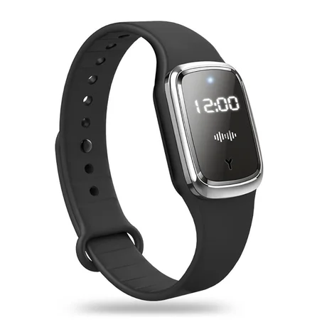 ساعة يد طاردة للبعوض بالموجات فوق الصوتية مع وظيفة الساعة، سوار معصم مضاد للبعوض قابل لإعادة الشحن عبر USB مناسب للبالغين والأطفال - سوار طارد للحشرات والبعوض (عبوة واحدة، أسود)