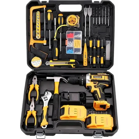 مثقاب كهربائي قوي 48 فولت، مكونة من 118 قطعة