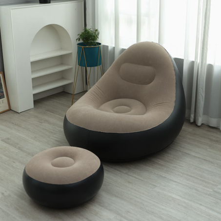 🛋 كرسي قابل للنفخ مع مسند للأرجل – الراحة في أي وقت وأي مكان.