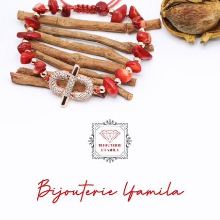 براسلي شيك بحجر المرجان والبوندونتيف النحاسي من فئة ستان ليس تيل