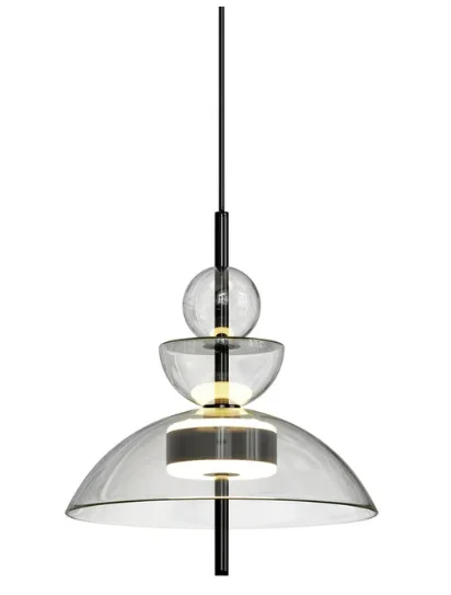 Suspension Design Verre Fumé – Sphères et Dôme Double – Élégance Contemporaine