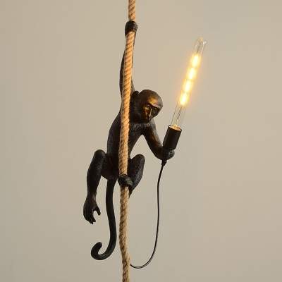 Lampe singe avec suspension d'extérieur en corde