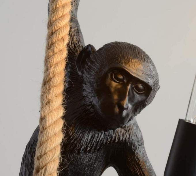 Lampe singe avec suspension d'extérieur en corde