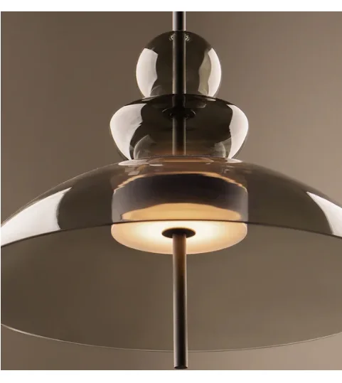 Suspension Design Verre Fumé – Sphères et Dôme Double – Élégance Contemporaine