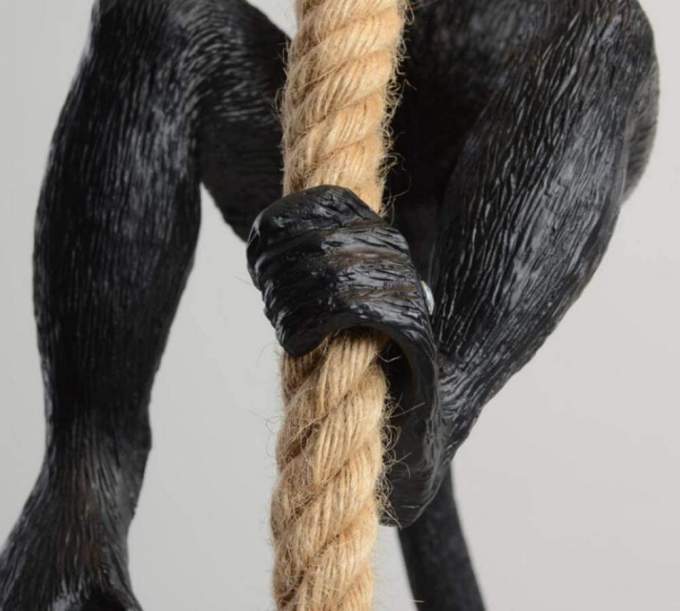 Lampe singe avec suspension d'extérieur en corde