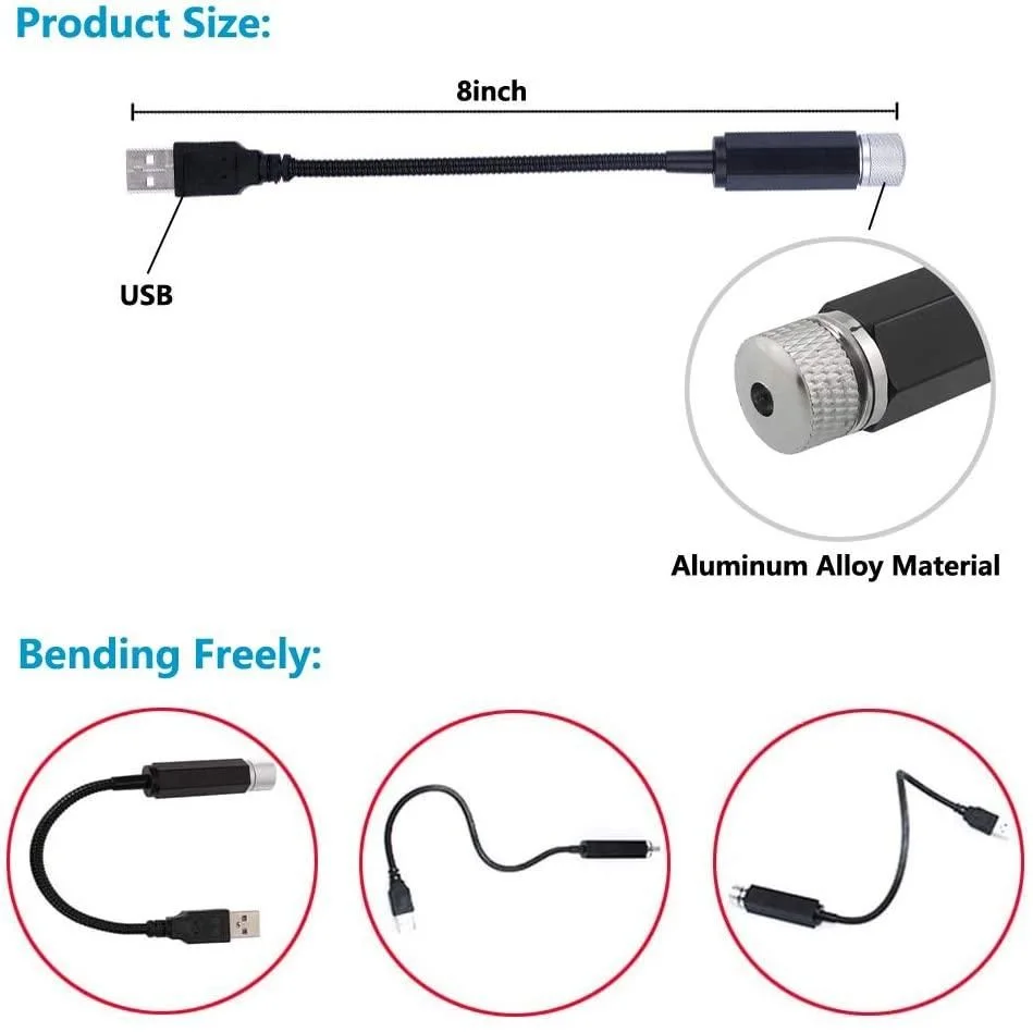 إضاءة ليزر USB للسيارة (أجواء سقف النجوم) - حوّل عربيتك لغرفة خيال (من متجر Symalo)