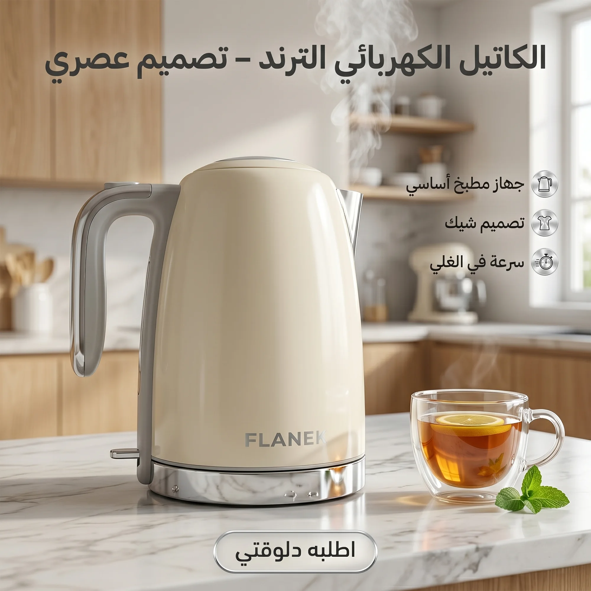 غلاية مياه (كاتل) FLANEK العصرية - سرعة وأناقة في مطبخك (Symalo)