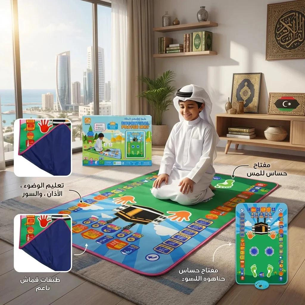 🟢 سجادة الصلاة التفاعلية للأطفال