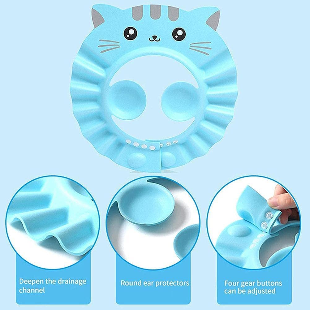 Bath Shower Shampoo Cap Adjustable Bathing Protection Cap Soft Waterproof Ear and Eye Protection