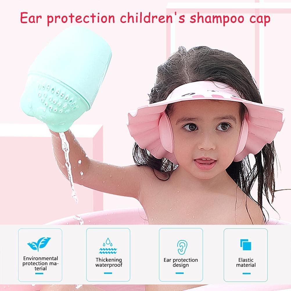 Bath Shower Shampoo Cap Adjustable Bathing Protection Cap Soft Waterproof Ear and Eye Protection