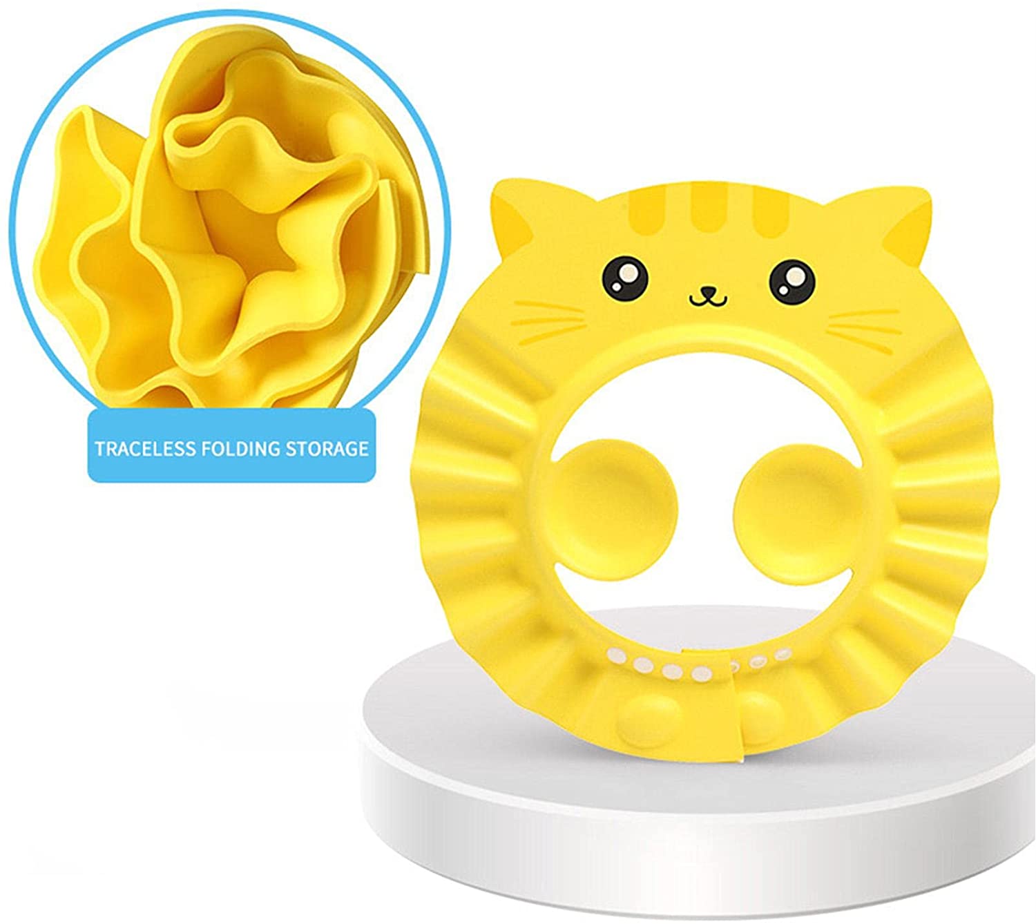 Bath Shower Shampoo Cap Adjustable Bathing Protection Cap Soft Waterproof Ear and Eye Protection