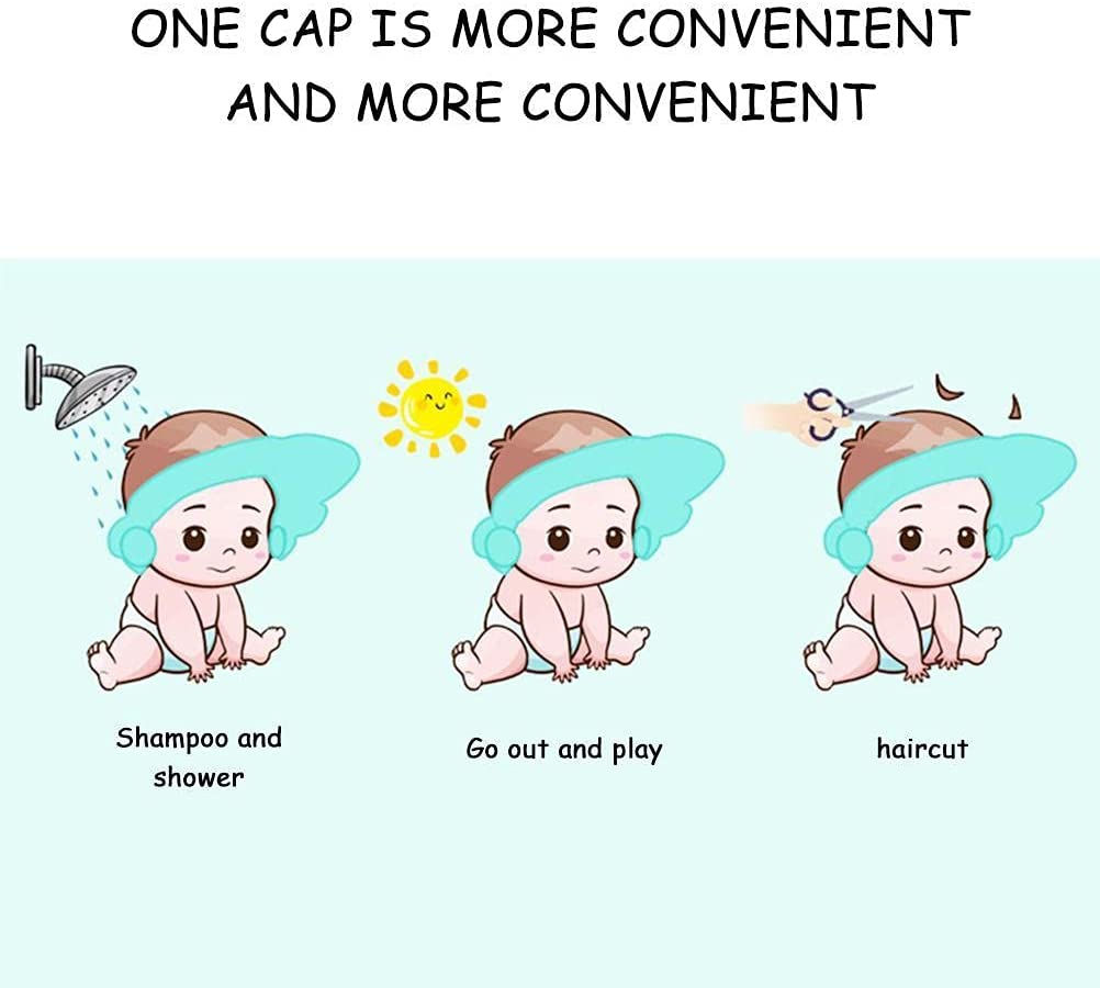 Bath Shower Shampoo Cap Adjustable Bathing Protection Cap Soft Waterproof Ear and Eye Protection