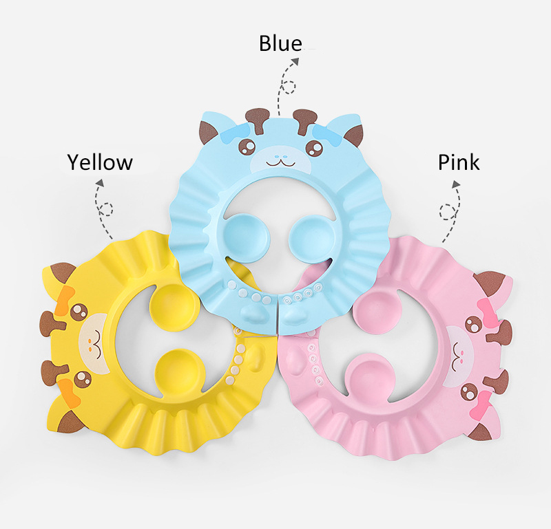 Bath Shower Shampoo Cap Adjustable Bathing Protection Cap Soft Waterproof Ear and Eye Protection