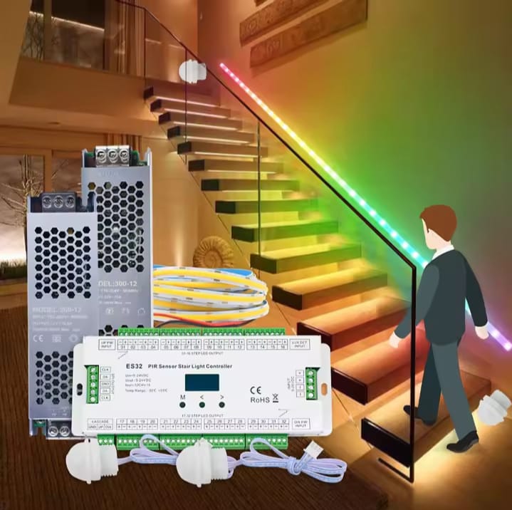 CONTRÔLEUR DE LUMIERE D’ESCALIER A LED AVEC DETECTEUR 32 CANAUX