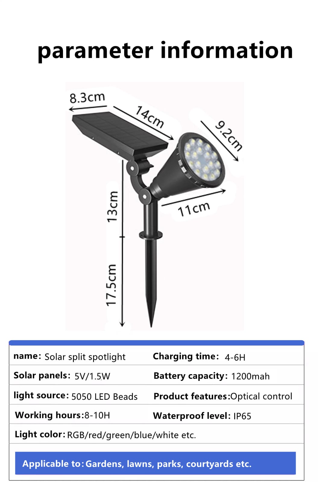 Lampe de jardin solaire ip67