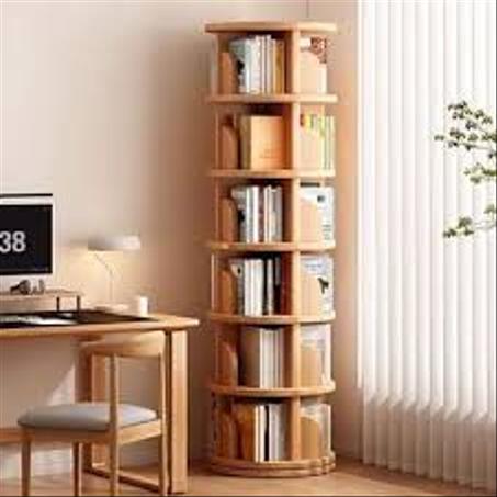 خزانة كتب دوّارة 360° – أناقة ذكية في كل زاوية