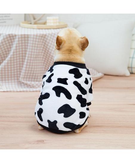 Pull en polaire vache Blanc pour Petits Chiens et chats