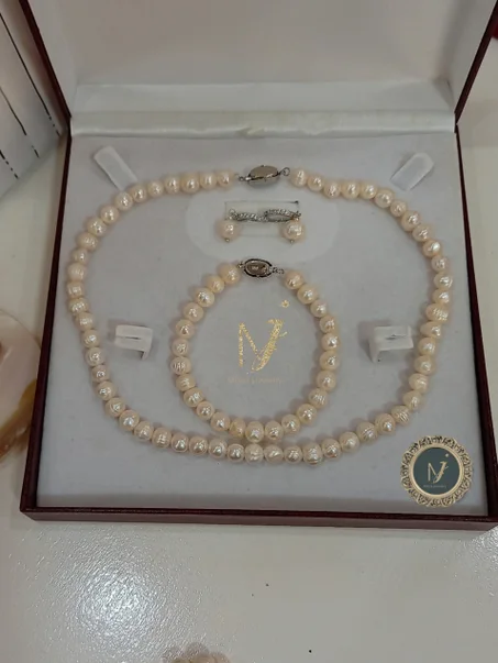 parure en perle veretable joher avec argent 925