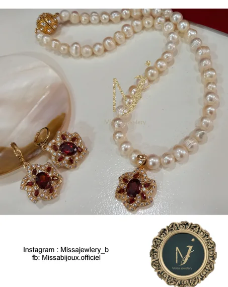 Parure duo en perle de l'eau douce vrai joher