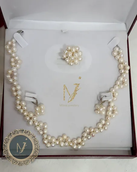 Parure en perle naturel joher et argent 925