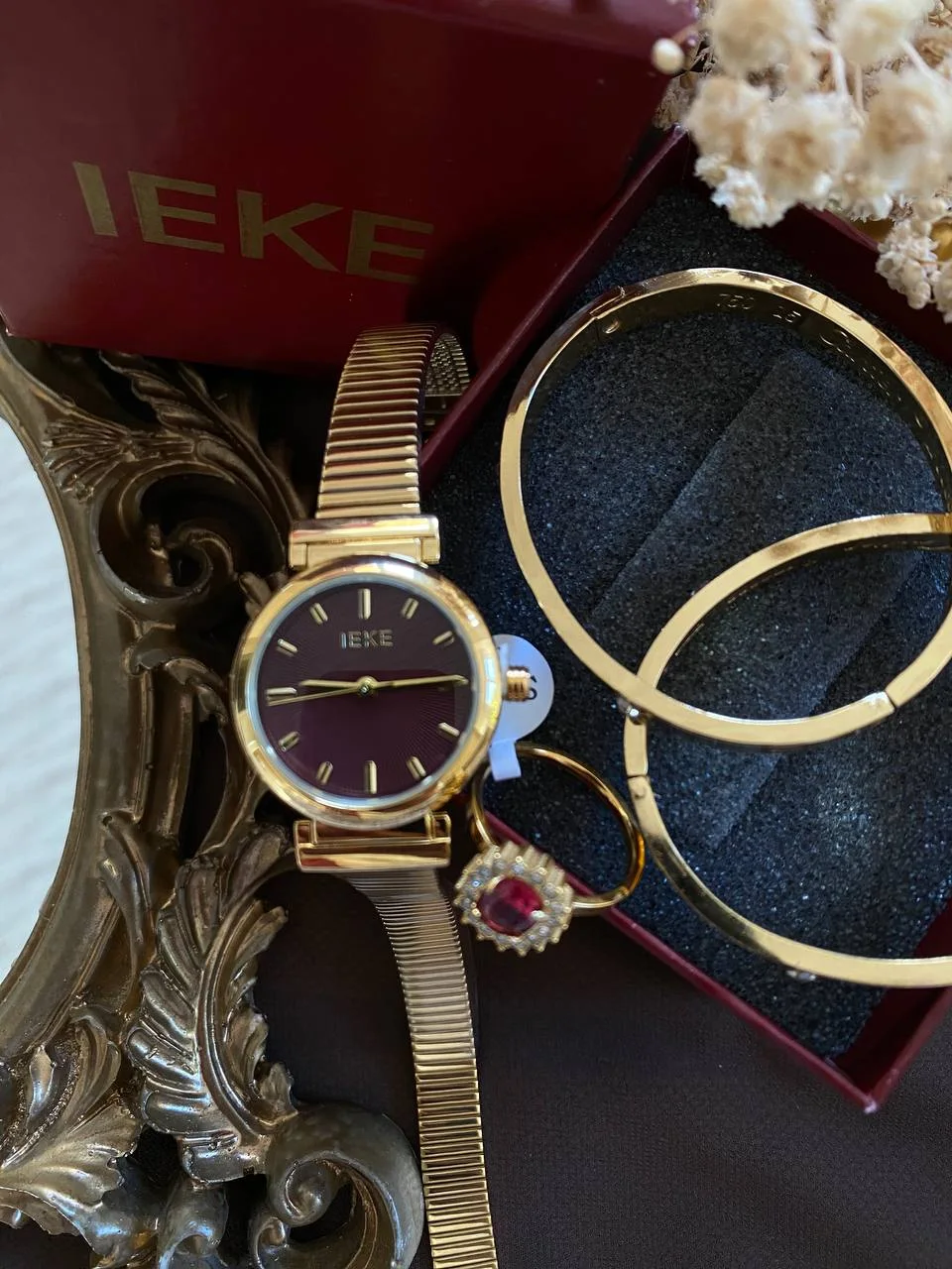 montre originale ieke plus bague marquise en acier inoxydable