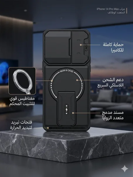 Magnetic Armor Stand Case for  IPHONE 14 PROMAX
