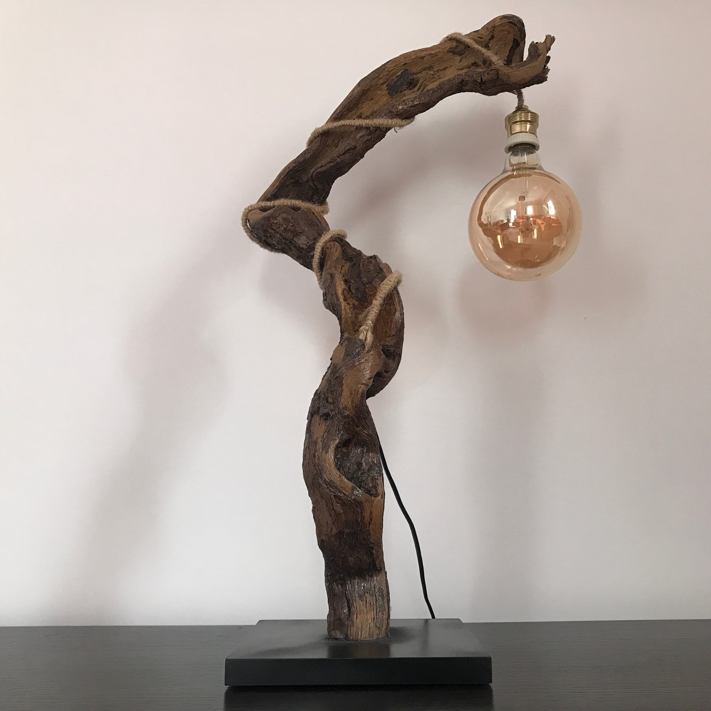 Lampe rustique en bois flotté de mer