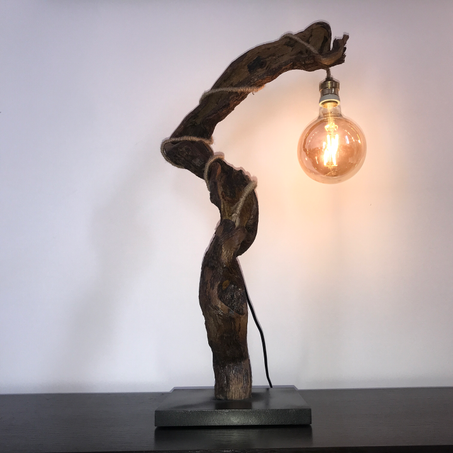 Lampe rustique en bois flotté de mer