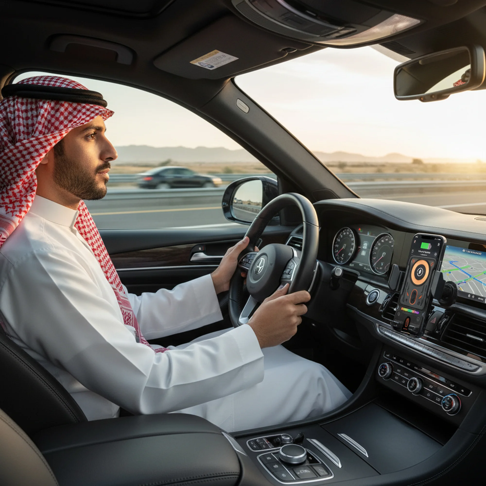 حامل هاتف مغناطيسي للسيارة مع شاحن لاسلكي – راحة وشحن سريع | صندوق الغالية