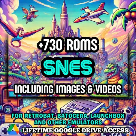 SNES ROMs Pack - 730+ SNES Games for Emulators + Images, Videos & Manuals - Lifetime Google Drive Access