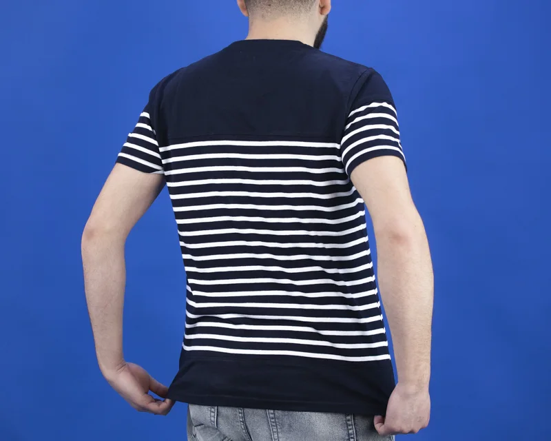 T-shirt Terre De Marins Bleu Marine Taille 42 - Neuf Avec étiquettes, 100% Coton, Coupe Regular