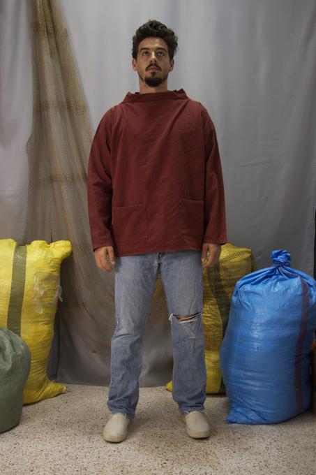 Anorak vintage bordeaux avec col montant