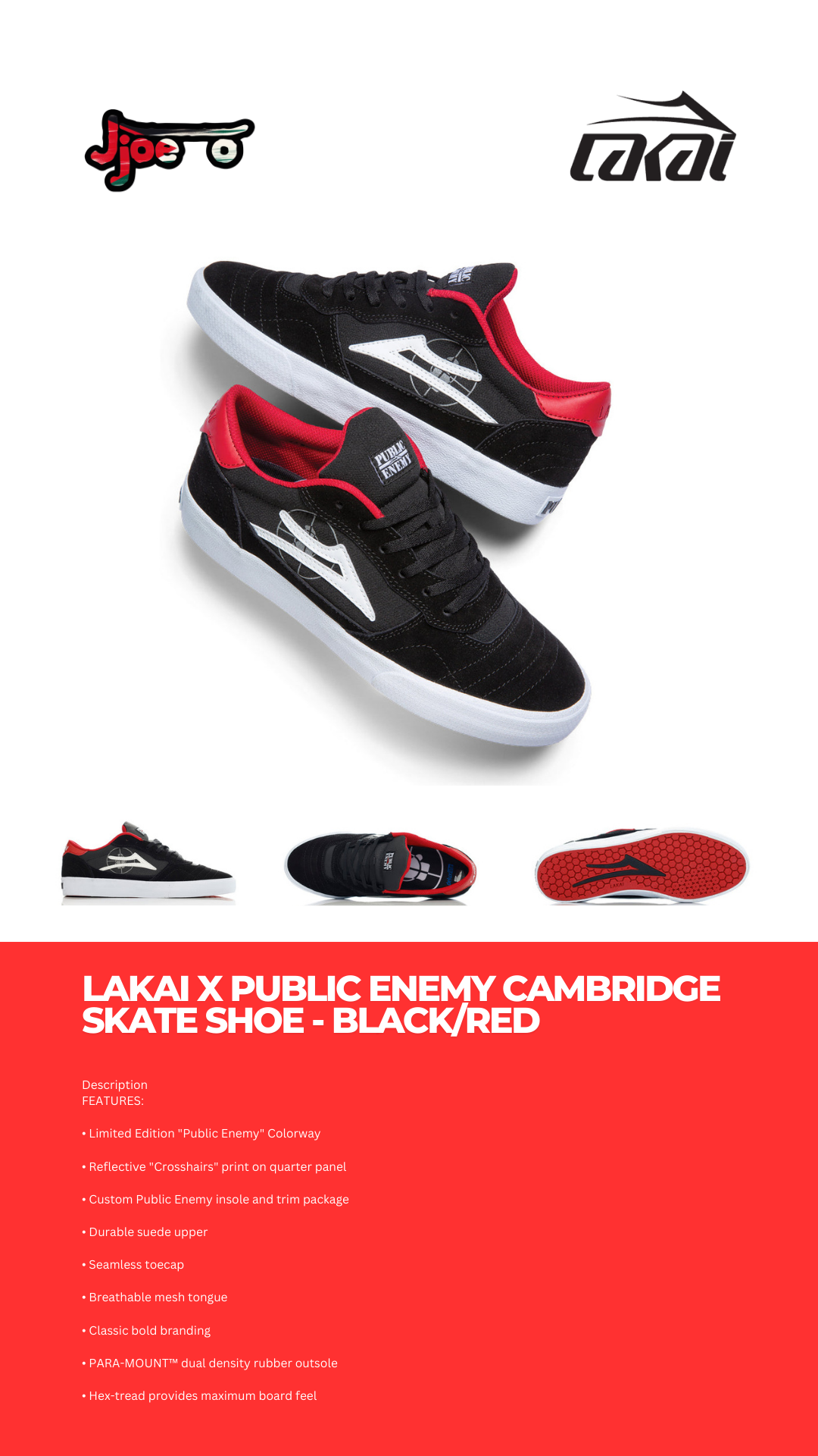 スケートボード Lakai Cambridge PUBLICENEMY Lakai x Public Enemy Cambridge Skate Shoes White