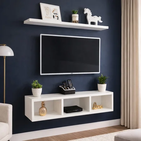 Meuble TV Mural + Étagères MDF