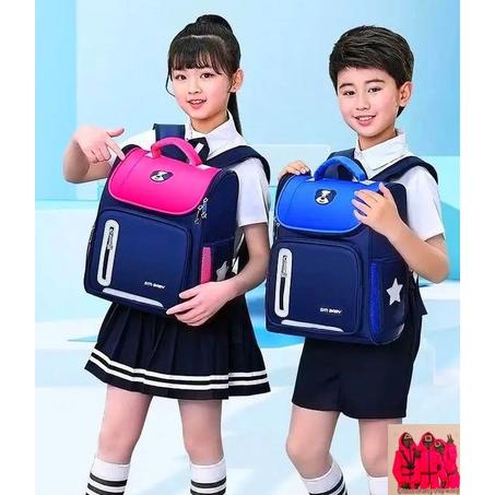 حقيبة مدرسية أصلية مضادة للماء من CUTE BEAR + مقلمة للأولاد والبنات