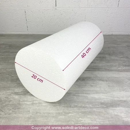2 Cylindre en polystyrène diam. 20 x haut. 40 cm, Colonne en Styropor blanc pour présentoir