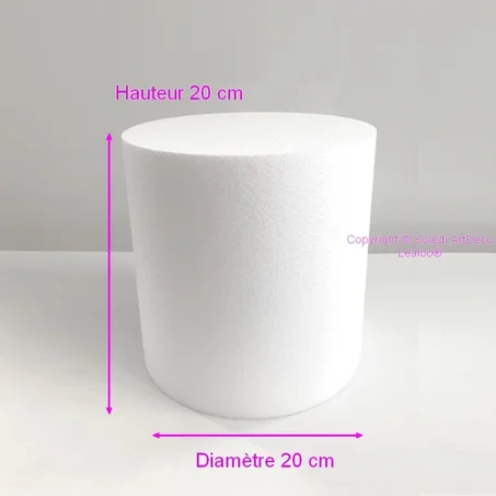 4 Cylindre en polystyrène diam. 20 x haut. 20 cm, Colonne en Styropor blanc pour présentoir
