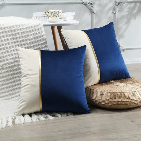 Coussin Velours 40 x 40 cm Décoratif Bleu Marin