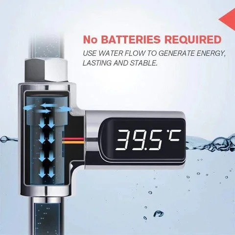 Thermomètre De Douche LED Auto-Générateur – Affichage Digital Température Eau – Sans Pile, Précision ±0.5°C